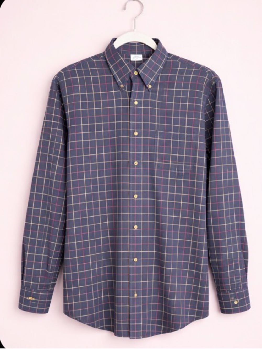 Brooks Brothers Navy Plaid Button-Down with Red and Cream Grid